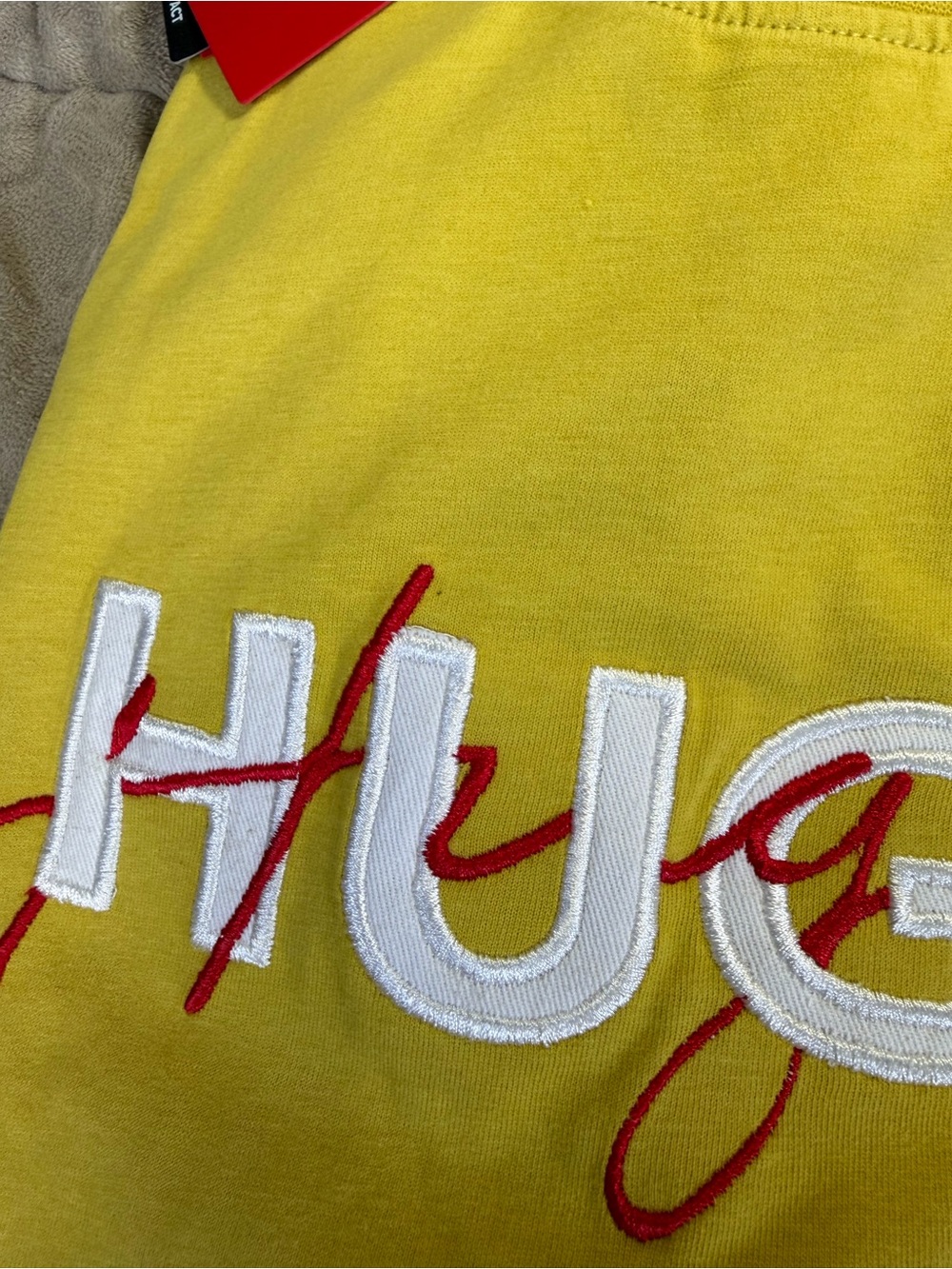 HUGO Yellow Tee with White & Red Logo - Picture 2 of 3
